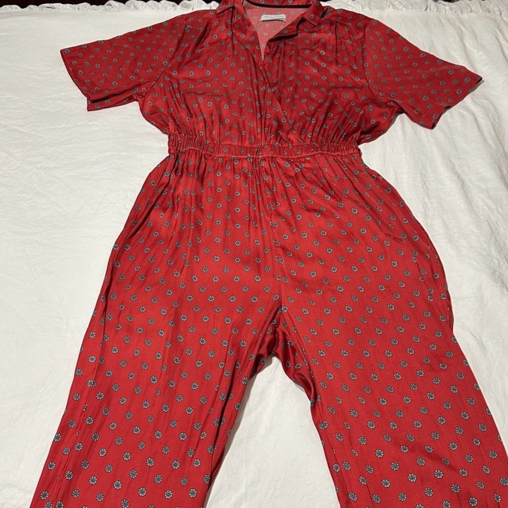 Urban Outfitters Red Patterned Jumpsuit